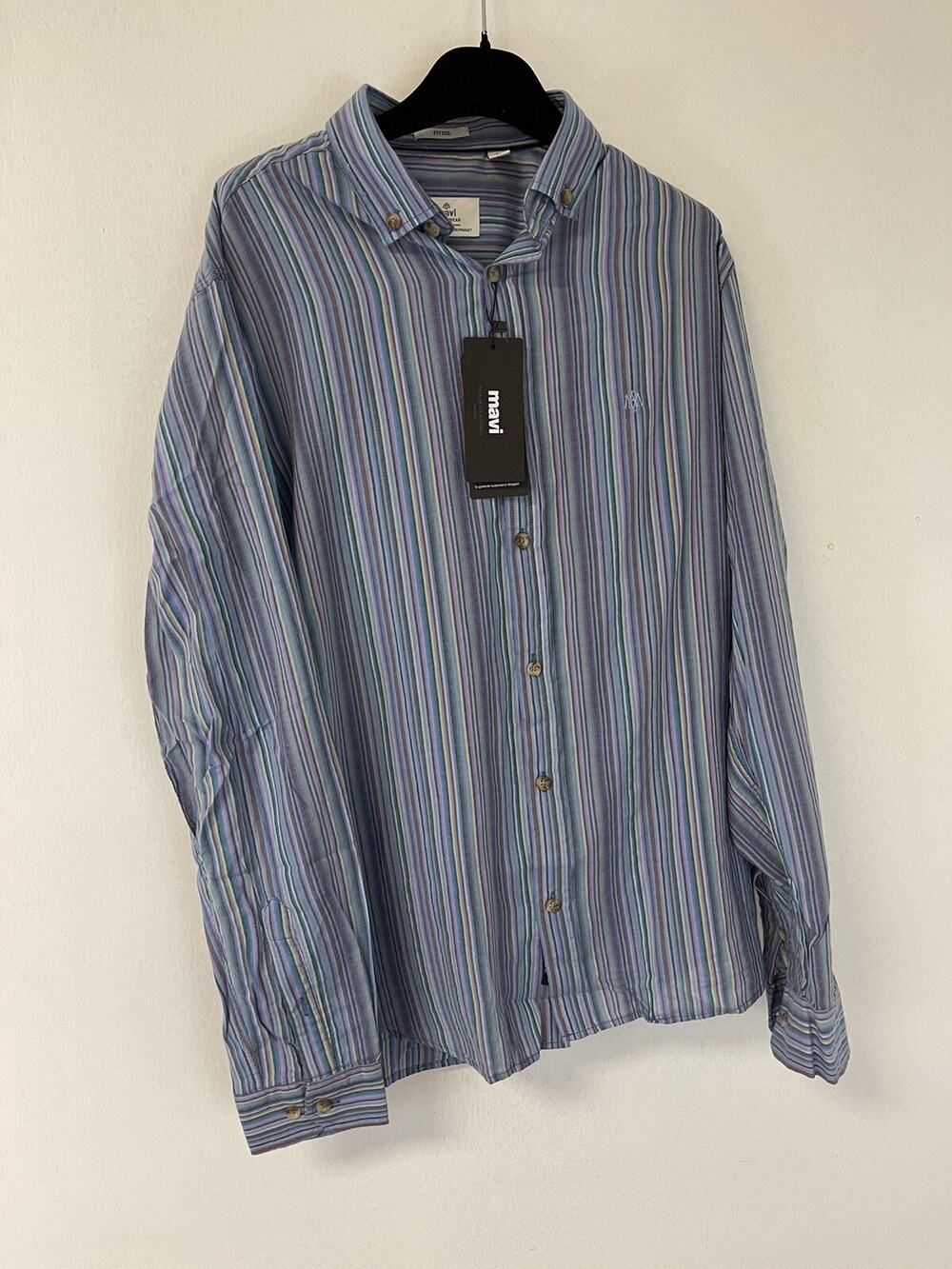 Mavi Shirt Mens Small Button Up Blue Striped Long Sleeve Cotton N209